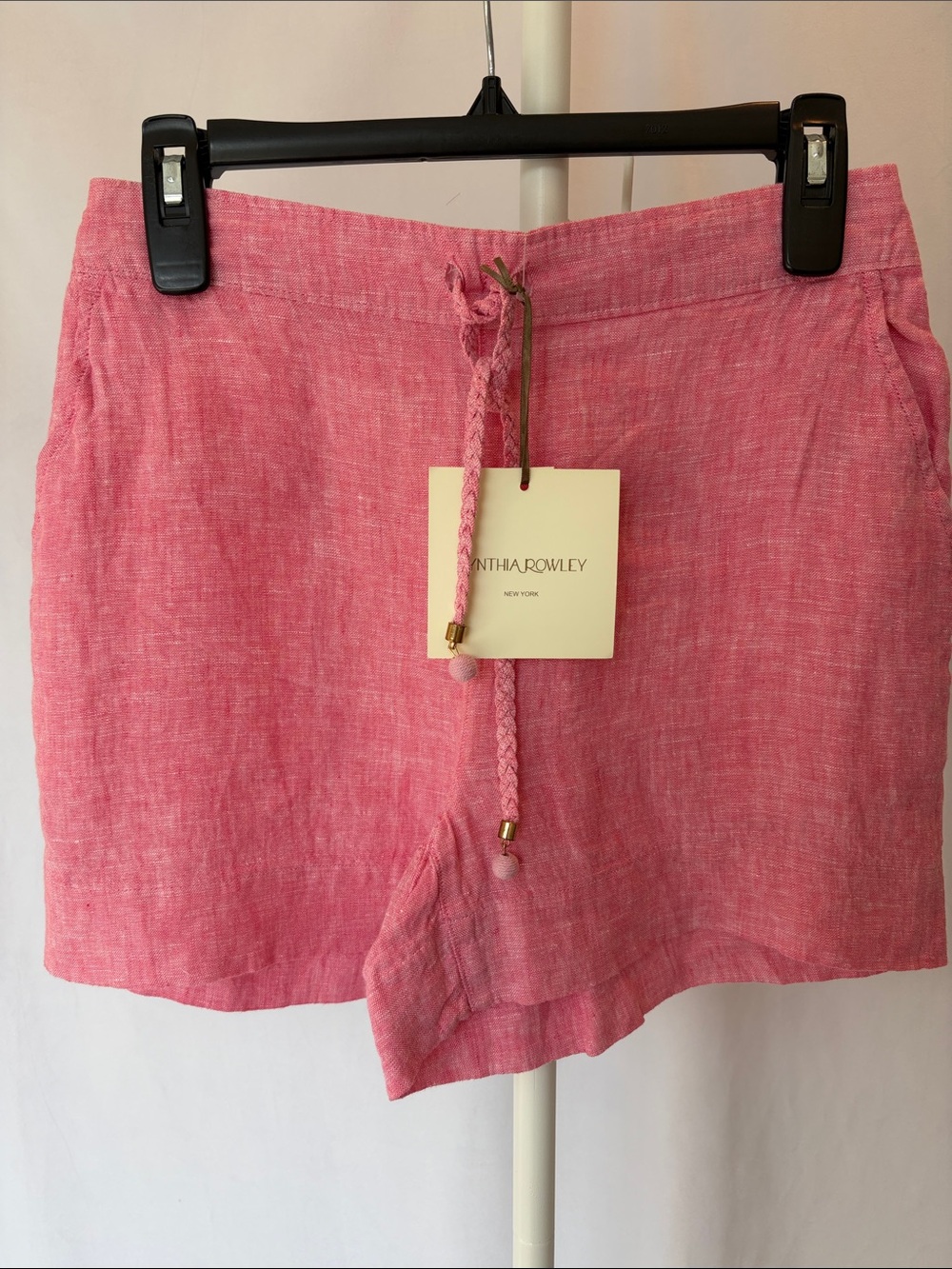 Cynthia Rowley Pink Linen Drawstring Shorts
